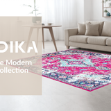 Ultra Soft Area Rug, Non Slip, Stain Resistant, Washable Area Rugs for Living Room, Bedroom, Trendy Turquoise Distressed Aesthetic(Pink)