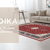 Ultra Soft Area Rug, Non Slip, Stain Resistant, Washable Area Rugs for Living Room, Bedroom, Timeless Cozy Damask Aesthetic(Red)