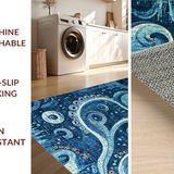 Ultra Soft Area Rug, Non Slip, Stain Resistant, Washable Area Rugs for Living Room, Bedroom, Whimsical Kraken Tentacle Design Area Rug for Vibrant Home Decor(Blue)