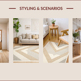 Ultra Soft Area Rug, Non Slip, Stain Resistant, Washable Area Rugs for Living Room, Bedroom, Handmade Chevron Neutral Living Room Rug(Beige)