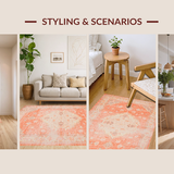 Ultra Soft Area Rug, Non Slip, Stain Resistant, Washable Area Rugs for Living Room, Bedroom, Transitional Warm Tones Arrangement(Orange)