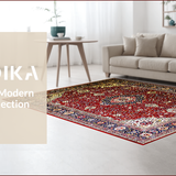 Ultra Soft Area Rug, Non Slip, Stain Resistant, Washable Area Rugs for Living Room, Bedroom, Rustic Warm Toned Floral Design(Red)