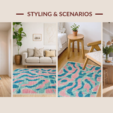 Ultra Soft Area Rug, Non Slip, Stain Resistant, Washable Area Rugs for Living Room, Bedroom, Abstract Animal-Inspired Design(Blue)