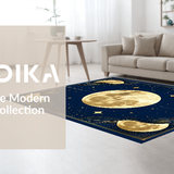 Ultra Soft Area Rug, Non Slip, Stain Resistant, Washable Area Rugs for Living Room, Bedroom, Rustic Celestial Phase Design(Gold)