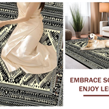 Ultra Soft Area Rug, Non Slip, Stain Resistant, Washable Area Rugs for Living Room, Bedroom, Tribal Black and White Aesthetic(Black)