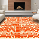 Ultra Soft Area Rug, Non Slip, Stain Resistant, Washable Area Rugs for Living Room, Bedroom, Chic Retro Lattice Design(Orange)