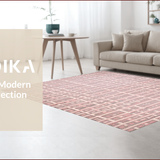 Ultra Soft Area Rug, Non Slip, Stain Resistant, Washable Area Rugs for Living Room, Bedroom, Chic Geometric Plush Aesthetic(Pink)