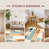 Ultra Soft Area Rug, Non Slip, Stain Resistant, Washable Area Rugs for Living Room, Bedroom, Whimsical Nautical Surfboard Design(Orange)