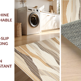 Ultra Soft Area Rug, Non Slip, Stain Resistant, Washable Area Rugs for Living Room, Bedroom, Rustic Neutral Tones Curved Patterns(Beige)