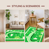 Ultra Soft Area Rug, Non Slip, Stain Resistant, Washable Area Rugs for Living Room, Bedroom, Charming Animal Print Green Design(Green)