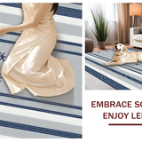 Ultra Soft Area Rug, Non Slip, Stain Resistant, Washable Area Rugs for Living Room, Bedroom, Nautical Blue Striped Elegance(Gray)