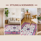 Ultra Soft Area Rug, Non Slip, Stain Resistant, Washable Area Rugs for Living Room, Bedroom, Luxurious Cream Petal Aesthetic(Ivory)