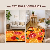 Ultra Soft Area Rug, Non Slip, Stain Resistant, Washable Area Rugs for Living Room, Bedroom, Bright Abstract Fruity Composition(Orange)