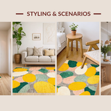 Ultra Soft Area Rug, Non Slip, Stain Resistant, Washable Area Rugs for Living Room, Bedroom, Lively Decorative Floral Arrangement(Yellow)