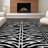 Ultra Soft Area Rug, Non Slip, Stain Resistant, Washable Area Rugs for Living Room, Bedroom, Funky Monochrome Animal Motif(Black)