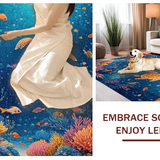 Ultra Soft Area Rug, Non Slip, Stain Resistant, Washable Area Rugs for Living Room, Bedroom, Exotic Ocean Ecosystem Rug With Majestic Turtles Exploring Vivid Coral Garden(Blue)