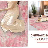 Ultra Soft Area Rug, Non Slip, Stain Resistant, Washable Area Rugs for Living Room, Bedroom, Playful Whimsical Diamond Design(Pink)