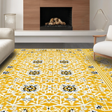 Ultra Soft Area Rug, Non Slip, Stain Resistant, Washable Area Rugs for Living Room, Bedroom, Vintage Floral Tile Elegance(Yellow)