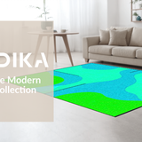 Ultra Soft Area Rug, Non Slip, Stain Resistant, Washable Area Rugs for Living Room, Bedroom, Dynamic Circular Symmetry Concept(Green)