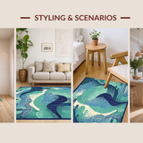 Ultra Soft Area Rug, Non Slip, Stain Resistant, Washable Area Rugs for Living Room, Bedroom, Nautical Sea Monster Rug: Playful Ocean Themed Carpet(Blue)