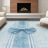 Ultra Soft Area Rug, Non Slip, Stain Resistant, Washable Area Rugs for Living Room, Bedroom, Charming Ribbon Tie Accent Rug With Dainty Coquette Design For Stylish Decor(Blue)