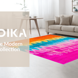 Ultra Soft Area Rug, Non Slip, Stain Resistant, Washable Area Rugs for Living Room, Bedroom, Joyful Eclectic Circular Shapes Theme(Orange)