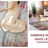 Ultra Soft Area Rug, Non Slip, Stain Resistant, Washable Area Rugs for Living Room, Bedroom, Contemporary Distressed Color Fusion(Red)