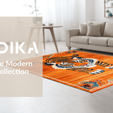Ultra Soft Area Rug, Non Slip, Stain Resistant, Washable Area Rugs for Living Room, Bedroom, Whimsical Tibetan Style Floor Decor(Orange)