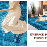 Ultra Soft Area Rug, Non Slip, Stain Resistant, Washable Area Rugs for Living Room, Bedroom, Elegant Faded Bedroom Non-Slip Soft Rug(Blue)
