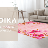 Ultra Soft Area Rug, Non Slip, Stain Resistant, Washable Area Rugs for Living Room, Bedroom, Bold Floral Art Deco Aesthetic(Pink)