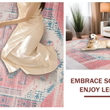 Ultra Soft Area Rug, Non Slip, Stain Resistant, Washable Area Rugs for Living Room, Bedroom, Tribal Floral Pink Aesthetic(Pink)