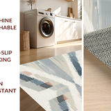 Ultra Soft Area Rug, Non Slip, Stain Resistant, Washable Area Rugs for Living Room, Bedroom, Sleek Minimalist Gray Shag Pattern(Beige)