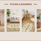 Ultra Soft Area Rug, Non Slip, Stain Resistant, Washable Area Rugs for Living Room, Bedroom, Trendy Nature-Inspired Floral Aesthetic(Beige)