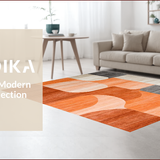 Ultra Soft Area Rug, Non Slip, Stain Resistant, Washable Area Rugs for Living Room, Bedroom, Dynamic Abstract Geometric Aesthetic(Orange)