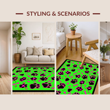 Ultra Soft Area Rug, Non Slip, Stain Resistant, Washable Area Rugs for Living Room, Bedroom, Whimsical Puppy Bone Patterned Accent(Green)