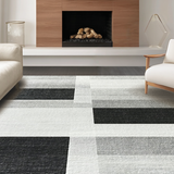 Ultra Soft Area Rug, Non Slip, Stain Resistant, Washable Area Rugs for Living Room, Bedroom, Monochrome Striped Flat Woven Floor Covering With Farmhouse Inspired Design(Gray)