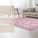 Ultra Soft Area Rug, Non Slip, Stain Resistant, Washable Area Rugs for Living Room, Bedroom, Contemporary Soft Botanical Design(Pink)