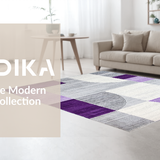 Ultra Soft Area Rug, Non Slip, Stain Resistant, Washable Area Rugs for Living Room, Bedroom, Playful Colorful Symmetrical Motif(Purple)