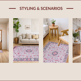 Ultra Soft Area Rug, Non Slip, Stain Resistant, Washable Area Rugs for Living Room, Bedroom, Whimsical Pastel Floral Aesthetic(Blue)
