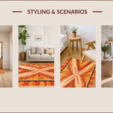 Ultra Soft Area Rug, Non Slip, Stain Resistant, Washable Area Rugs for Living Room, Bedroom, Stylish Fringed Rustic Pattern(Orange)