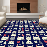 Ultra Soft Area Rug, Non Slip, Stain Resistant, Washable Area Rugs for Living Room, Bedroom, Playful Quirky Animal Motif(Black)