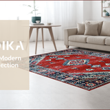 Ultra Soft Area Rug, Non Slip, Stain Resistant, Washable Area Rugs for Living Room, Bedroom, Rustic Crimson Medallion Elegance(Red)