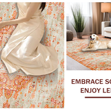 Ultra Soft Area Rug, Non Slip, Stain Resistant, Washable Area Rugs for Living Room, Bedroom, Lively Floral Trellis Composition(Orange)