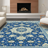 Ultra Soft Area Rug, Non Slip, Stain Resistant, Washable Area Rugs for Living Room, Bedroom, Modern Earthy Floral Composition(Blue)