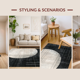 Ultra Soft Area Rug, Non Slip, Stain Resistant, Washable Area Rugs for Living Room, Bedroom, Mono Stripe Rug with Dynamic Parallel Lines and Abstract Pattern(Gray)