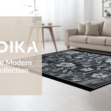 Ultra Soft Area Rug, Non Slip, Stain Resistant, Washable Area Rugs for Living Room, Bedroom, Contemporary Graphic Leaf Design(Gray)