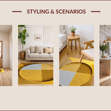 Ultra Soft Area Rug, Non Slip, Stain Resistant, Washable Area Rugs for Living Room, Bedroom, Gold Round Geometric Living Room Non-Slip Rug(Yellow)