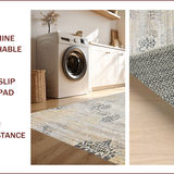 Ultra Soft Area Rug, Non Slip, Stain Resistant, Washable Area Rugs for Living Room, Bedroom, Chic Modern Patchwork Aesthetic(Gold)