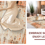 Ultra Soft Area Rug, Non Slip, Stain Resistant, Washable Area Rugs for Living Room, Bedroom, Elegant Earthy Toned Flower Motif(Orange)
