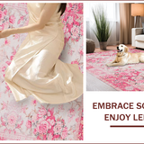Ultra Soft Area Rug, Non Slip, Stain Resistant, Washable Area Rugs for Living Room, Bedroom, Chic Pastel Floral Elegance(Pink)